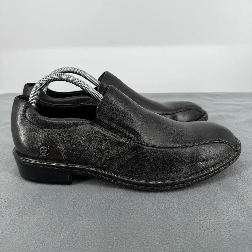 Born Omaha Distressed‎ Black Brown Leather Slip On Loafers Men 8.5 Casual